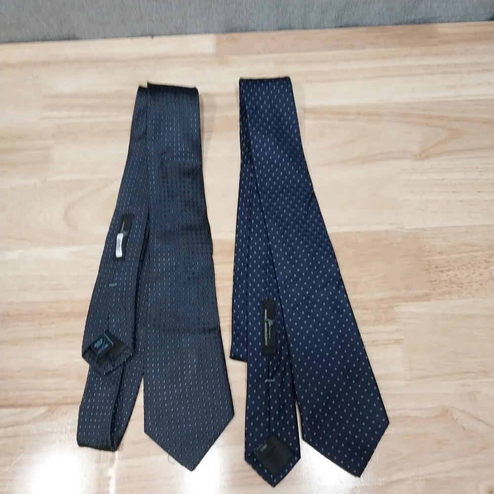 Marc Anthony Necktie Mens 2 Pack Silk Geometric Pattern Blue